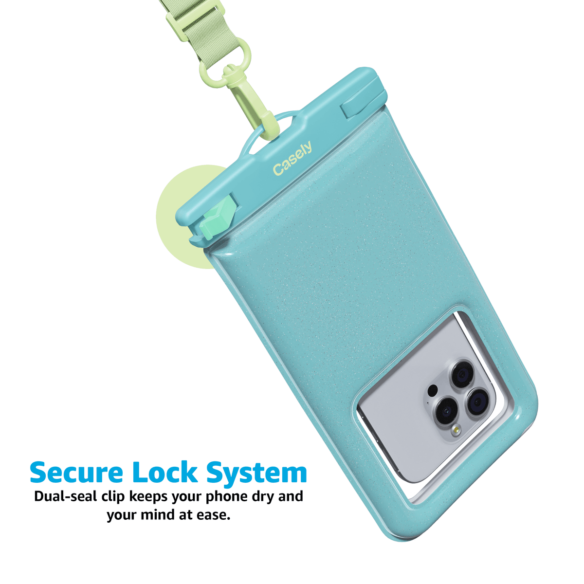 AquaBuddy | Aquamarine Ocean Blue Shimmer Waterproof Phone Pouch