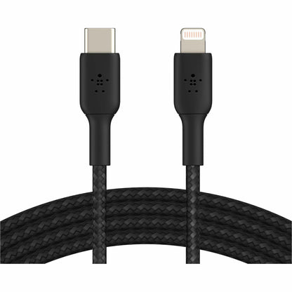 Belkin 30W USB-C to Lightning Cable - Nylon, Braided - M/M - 2m/6.6ft - Black - CAA004BT2MBK