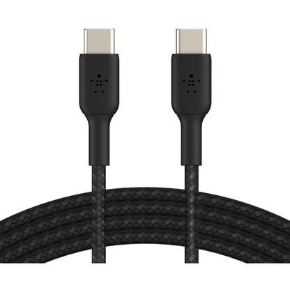 Belkin 60W USB-C to USB-C Cable - 480 Mbps - Nylon, Braided - M/M - 2m/6.6ft - Black - CAB004BT2MBK