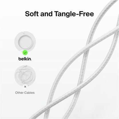 Belkin Braided USB-A Cable with Lightning Connector, 6.6ft/2m, White - CAA020fq2MWH