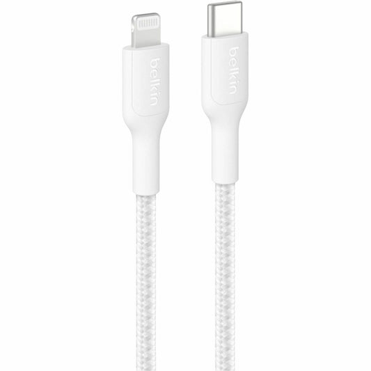 Belkin BoostCharge Pro USB-C Braided Cable with Lightning Connector, 3.3ft/1m, White - CAA022fq1MWH