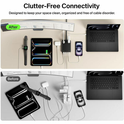 Belkin 2-Outlet Charging Station w/ 1x USB-A & 3x USB-C Ports 140W - 5ft/1.5m Cord - Straight Plug - Black - SRZ003tt5