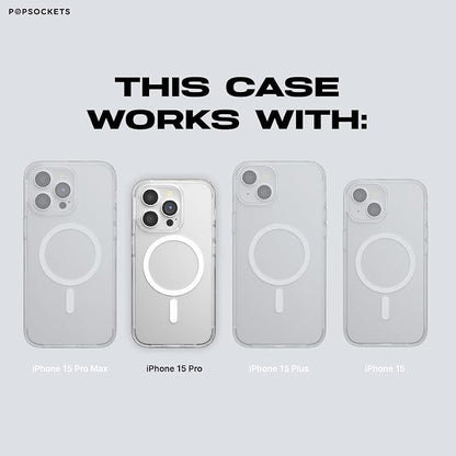 PopSockets iPhone 15 Pro Phone Case with MagSafe, Wireless Charging Compatible, Bookish - Spooky Book Club Clear