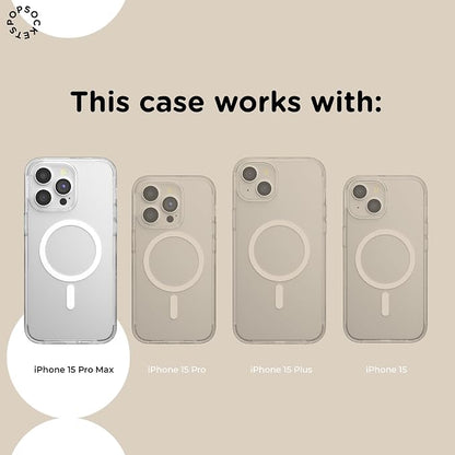 PopSockets iPhone 15 Pro Max Phone Case with MagSafe, Wireless Charging Compatible, Light Blue - Vermeer Blue