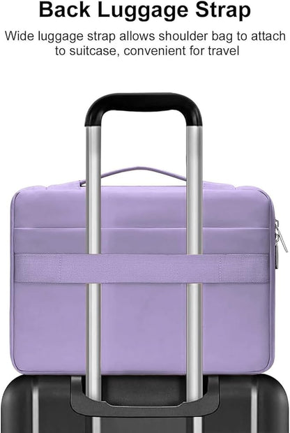 MOSISO 360 Protective Laptop Case 13.3 inch, 13-13.3 inch Laptop Sleeve Compatible with MacBook Air/Pro 13 / Pro 14, HP Dell ASUS Lenovo, Side Open Bag with 2 Raised&1 Flapover Pockets, Purple