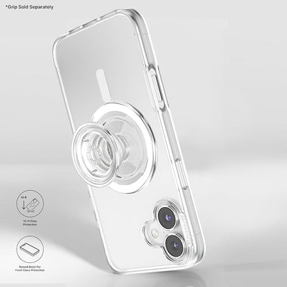 PopSockets iPhone 16 Phone Case with MagSafe- Clear | Magnetic, Wireless Charging, Camera & Drop Protection, Clear, Translucent, iPad, Removable, Popper