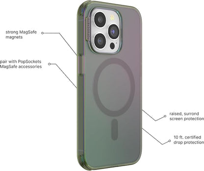 PopSockets iPhone 14 Pro Max Phone Case w/MagSafe- Nightshade | Magnetic, Wireless Charging, Camera & Drop Protection, Green, Teal, Turquoise, iPad, Removable, Popper