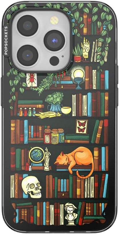 PopSockets iPhone 15 Pro Phone Case with MagSafe, Wireless Charging Compatible, Bookish - Storied Shelves