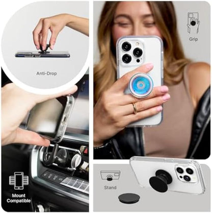PopSockets iPhone 16/17E Phone Case with MagSafe- Sweet Heart Blue | Magnetic, Wireless Charging, Camera & Drop Protection, Blue, Phone, Women