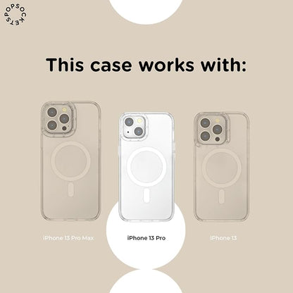 PopSockets iPhone 13 Pro Phone Case with MagSafe, Wireless Charging Compatible, Light Blue - Butterfly Pea Blue