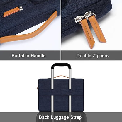 MOSISO 360 Protective Laptop Case 13.3 inch, 13-13.3 inch Laptop Sleeve Compatible with MacBook Air/Pro 13 / Pro 14,HP Dell Acer ASUS,Side Open Carrying Case with 4 Zipper Pockets&Handle, Navy Blue