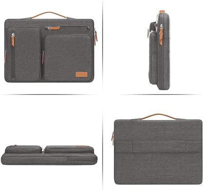 MOSISO 360 Protective Laptop Case 15 inch, 15 inch Laptop Sleeve Compatible with MacBook Air M4 M3 M2 2025 2024 2023, Dell XPS Plus, Side Open Carrying Case with 4 Zipper Pockets&Handle, Taupe Gray