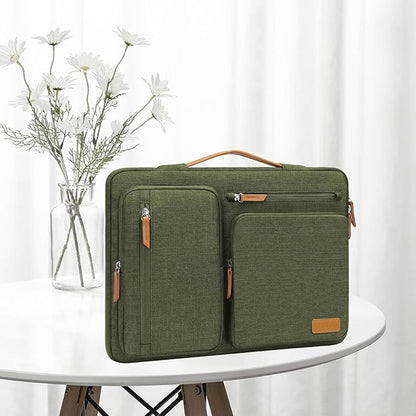 MOSISO 360 Protective Laptop Case 13.3 inch, 13-13.3 inch Laptop Sleeve Compatible with MacBook Air/Pro 13 / Pro 14,HP Dell Acer ASUS,Side Open Carrying Case with 4 Zipper Pockets&Handle, Olive Green
