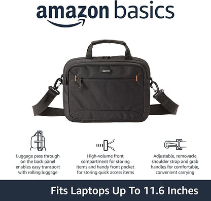 Amazon Basics Laptop Carrying Case with Adjustable Shoulder Strap, 11.6 in, Black, 10-Pack