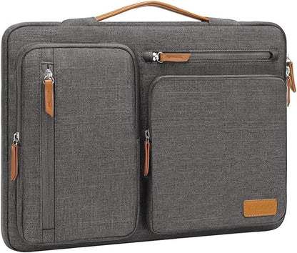 MOSISO 360 Protective Laptop Case 15 inch, 15 inch Laptop Sleeve Compatible with MacBook Air M4 M3 M2 2025 2024 2023, Dell XPS Plus, Side Open Carrying Case with 4 Zipper Pockets&Handle, Taupe Gray