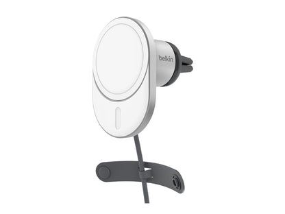 Belkin - Car wireless charging holder - magnetic with Qi2 + car power adapter - 15 Watt - Fast Charge - gray WIC008BTGR-V2