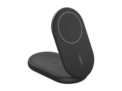 Belkin - Wireless charging stand - magnetic, foldable, with Qi2 + AC power adapter - 15 Watt - Fast Charge - black WIZ028TTBK