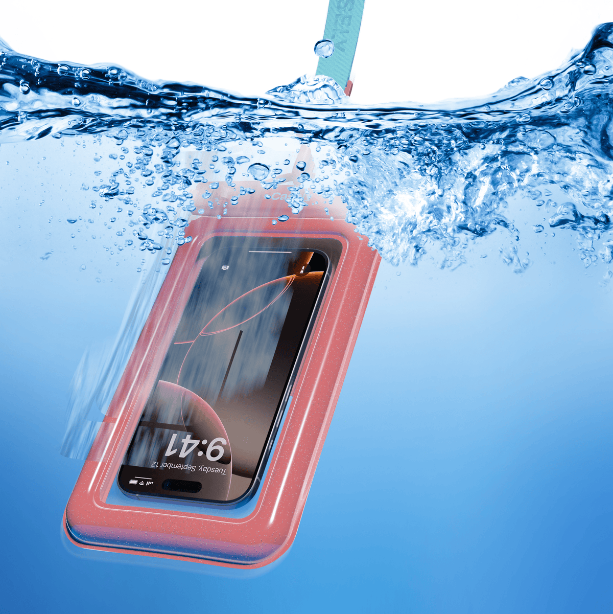 AquaBuddy | Starfish Wishes Coral Pink Shimmer Waterproof Phone Pouch