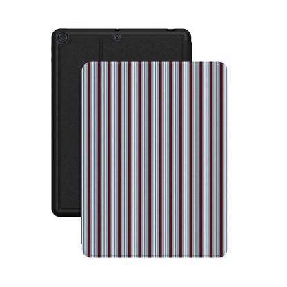 Bistro Stripes | Blue & Maroon iPad Case